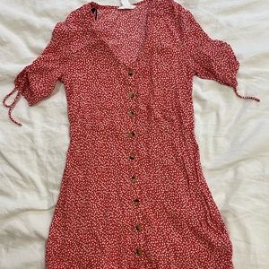 Red floral mini dress